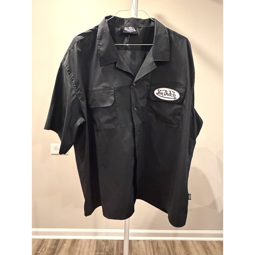 NWOT Von Dutch 3XL Black Mechanic Shirt Y2K Streetwear Workwear Gorpcore